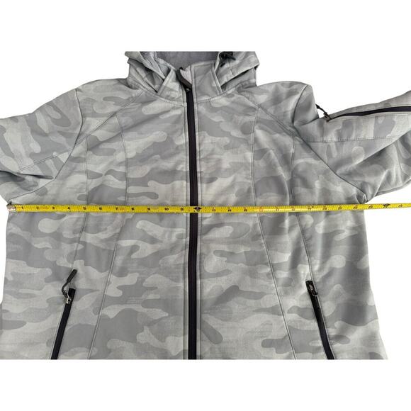 Free Country Women XL Hood  Softshell Jacket – Light Blue Camo – Zip Up Fleece - Picture 8 of 10